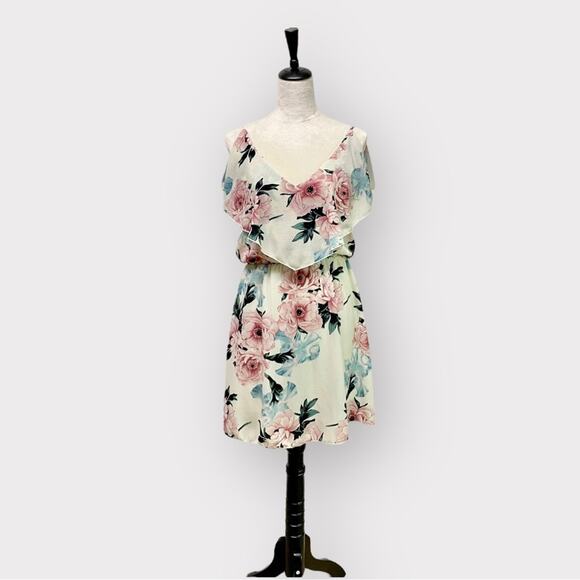 Papaya Flower Print Dress Cream Size S - Picture 1 of 9